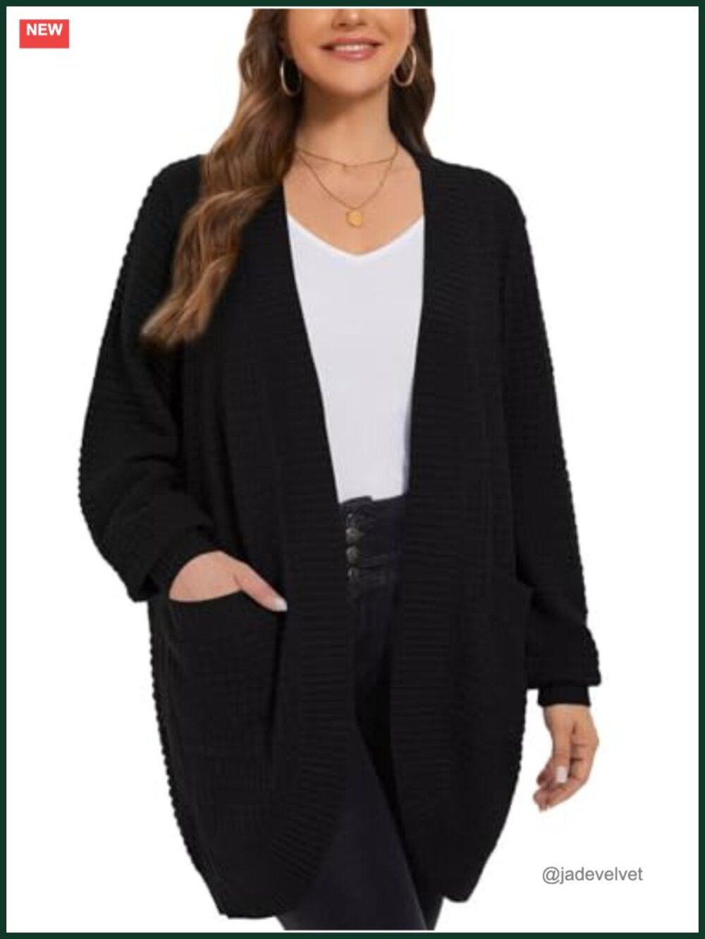 Waffle Knit Open Front Cardigan Womens